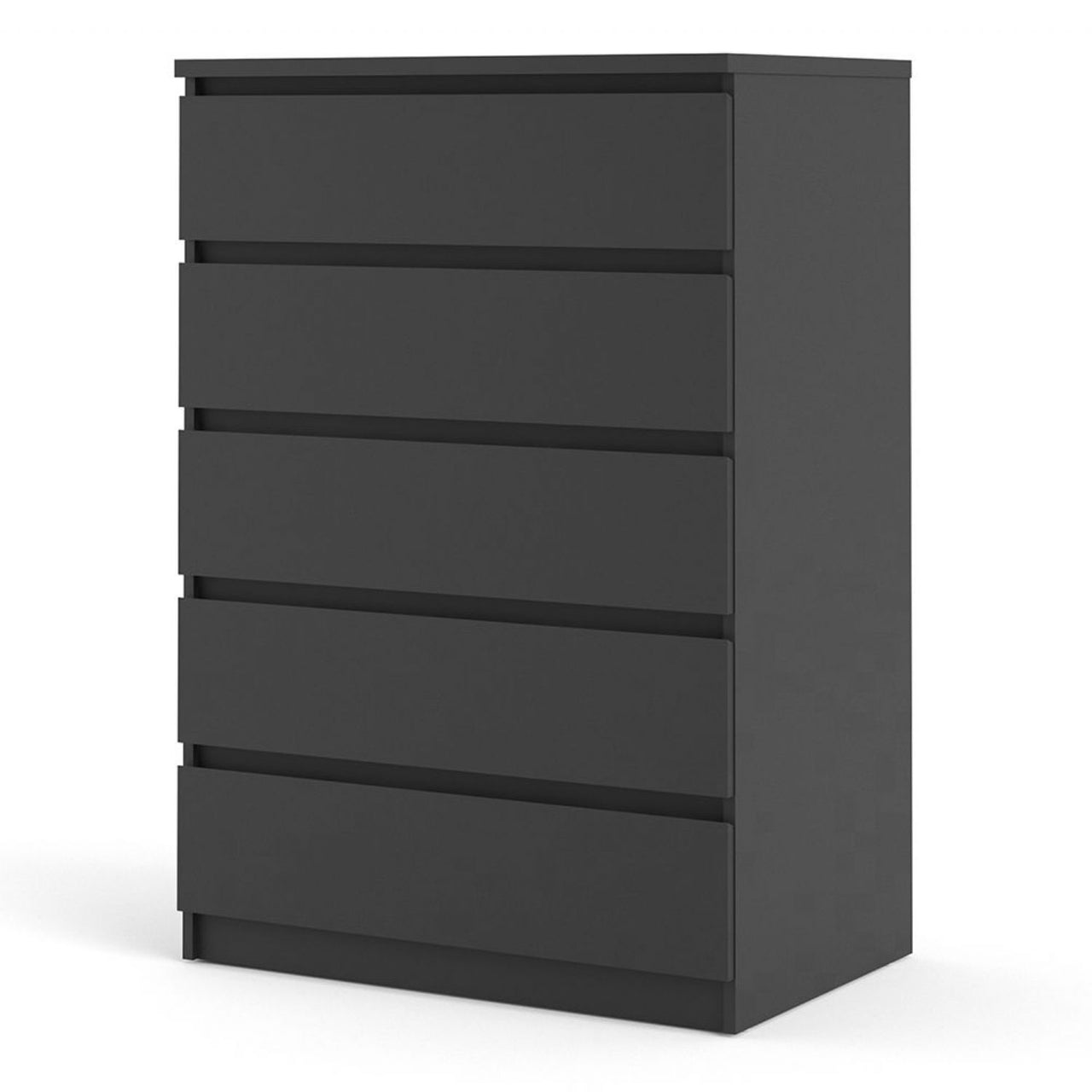 Black Matt Chest of 5 Drawers