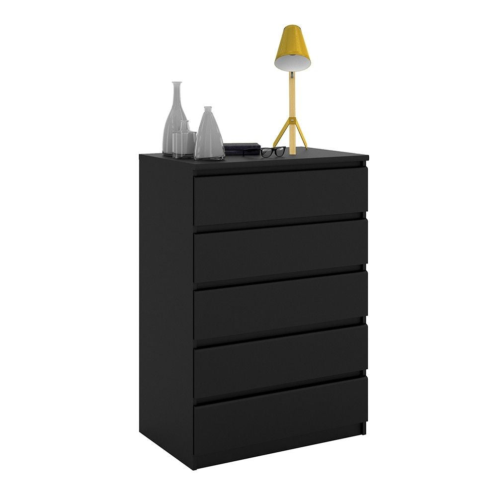 Black Matt Chest of 5 Drawers