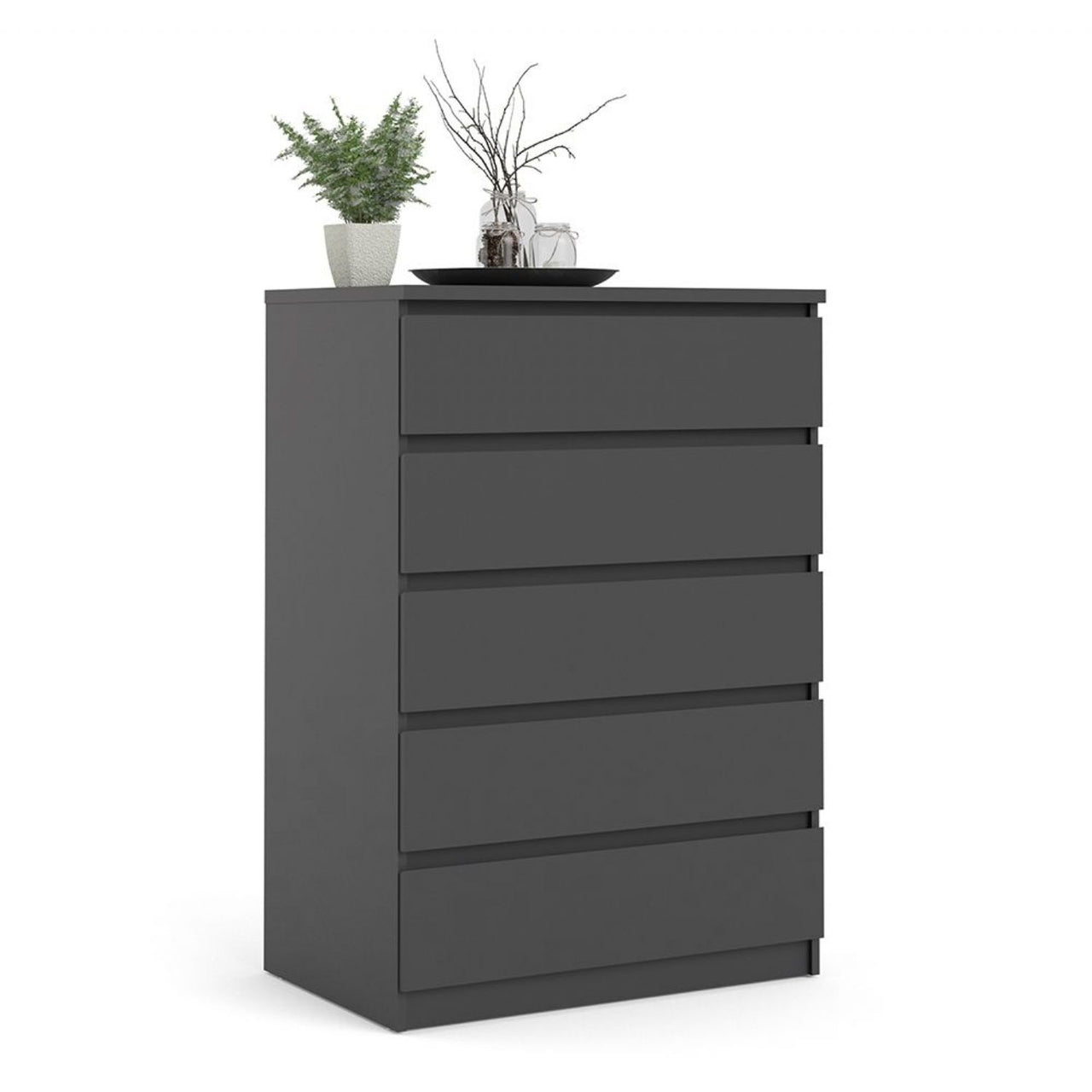 Black Matt Chest of 5 Drawers