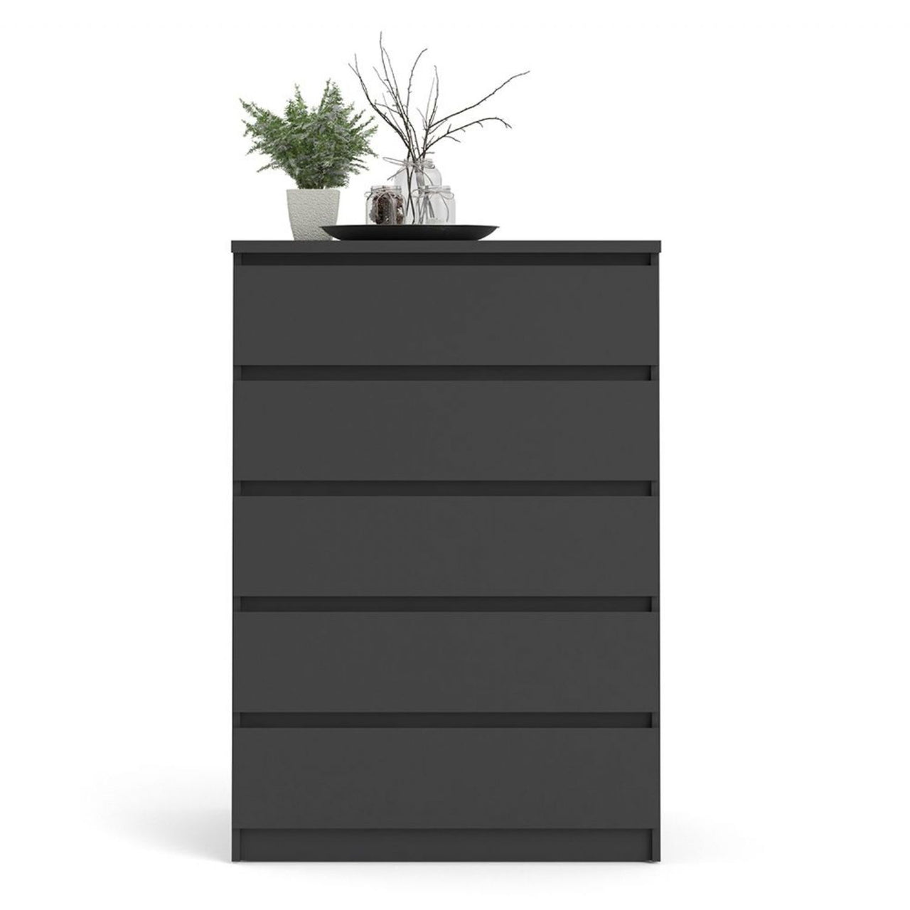 Black Matt Chest of 5 Drawers