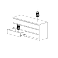 Thumbnail for Wide Matt Black 6 Drawer Chest With Recessed Handles