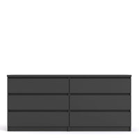 Thumbnail for Wide Matt Black 6 Drawer Chest With Recessed Handles