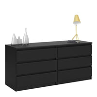 Thumbnail for Wide Matt Black 6 Drawer Chest With Recessed Handles