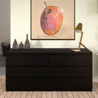 Thumbnail for Wide Matt Black 6 Drawer Chest With Recessed Handles