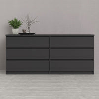 Thumbnail for Wide Matt Black 6 Drawer Chest With Recessed Handles