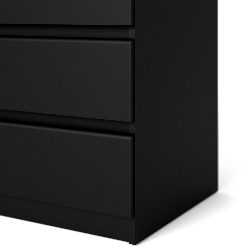 Wide Matt Black 6 Drawer Chest With Recessed Handles