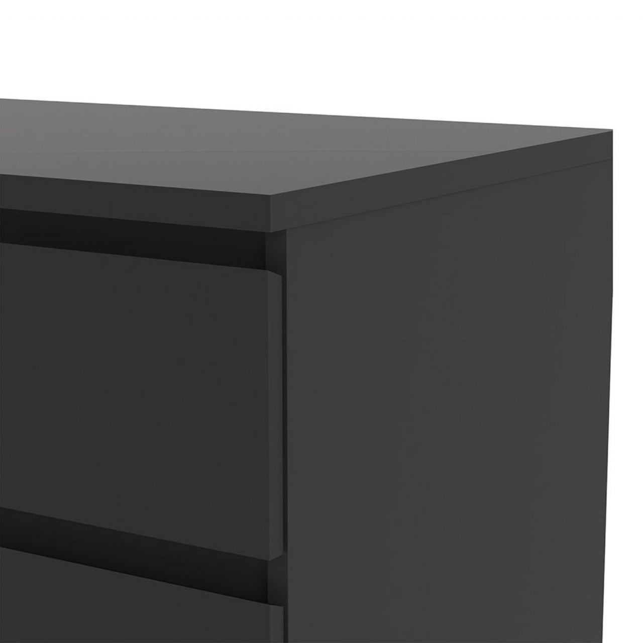 Wide Matt Black 6 Drawer Chest With Recessed Handles