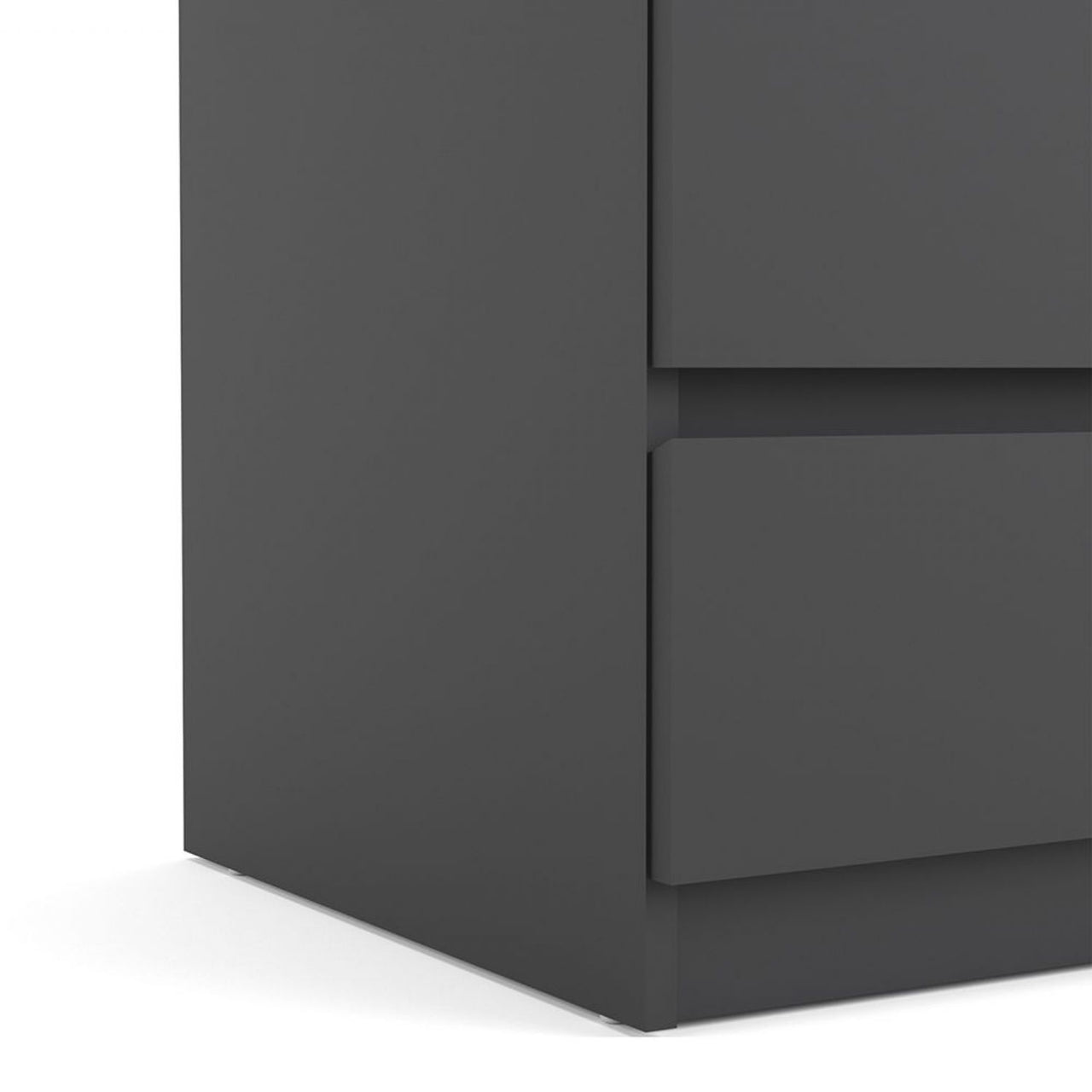 Matt Black Slim Narrow 5 Drawer Chest of Drawers Recessed Handles