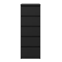 Thumbnail for Matt Black Slim Narrow 5 Drawer Chest of Drawers Recessed Handles