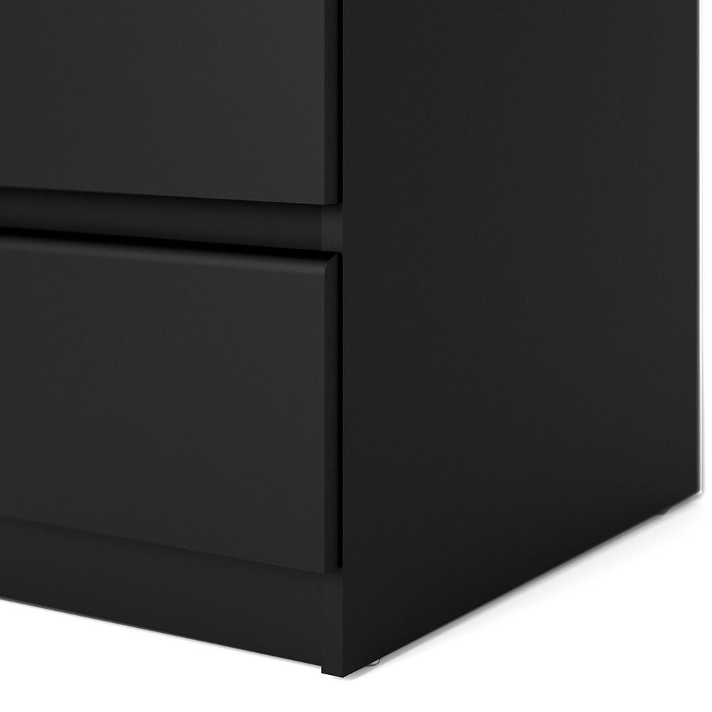 Matt Black Slim Narrow 5 Drawer Chest of Drawers Recessed Handles