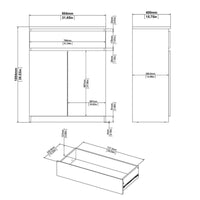 Thumbnail for Matt Black Small Sideboard Cupboard Storage Unit 1 Drawer 2 Doors