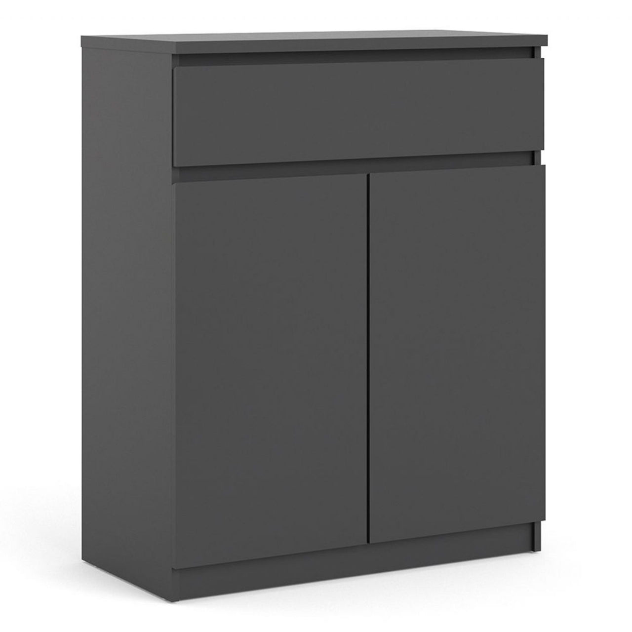 Matt Black Small Sideboard Cupboard Storage Unit 1 Drawer 2 Doors