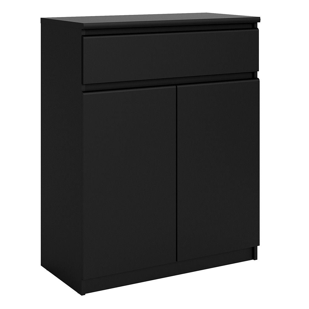 Matt Black Small Sideboard Cupboard Storage Unit 1 Drawer 2 Doors