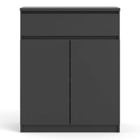 Thumbnail for Matt Black Small Sideboard Cupboard Storage Unit 1 Drawer 2 Doors