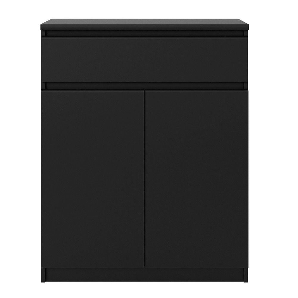 Matt Black Small Sideboard Cupboard Storage Unit 1 Drawer 2 Doors