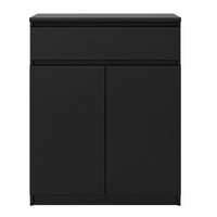 Thumbnail for Matt Black Small Sideboard Cupboard Storage Unit 1 Drawer 2 Doors