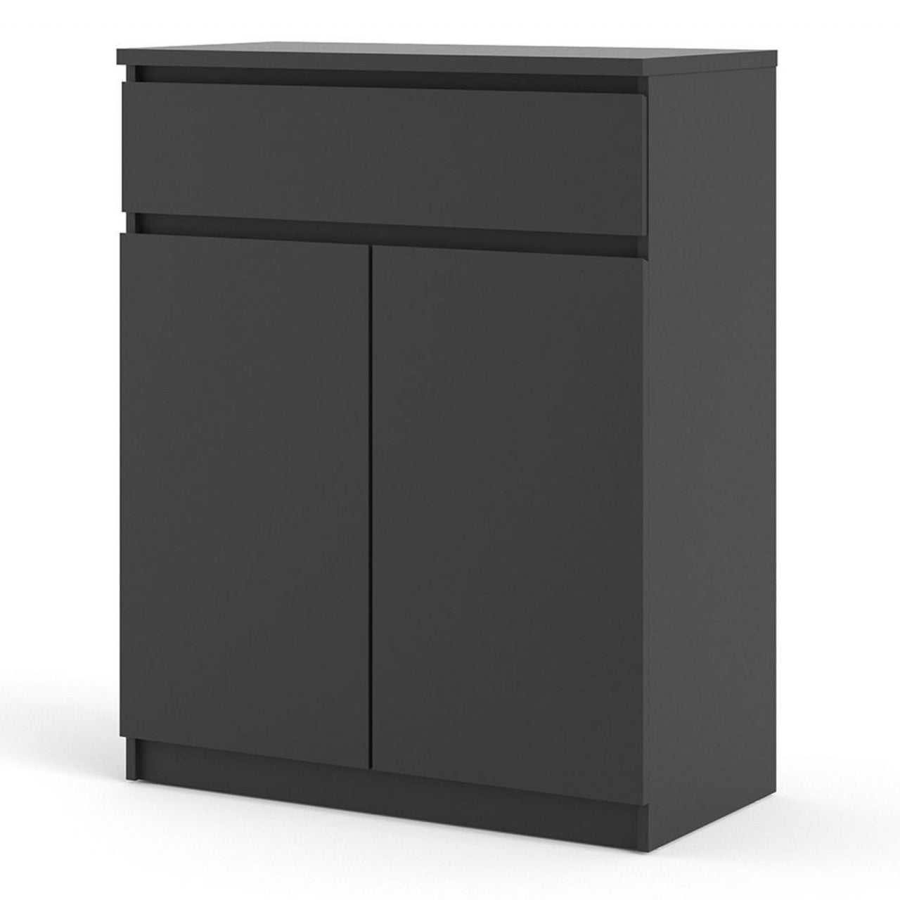 Matt Black Small Sideboard Cupboard Storage Unit 1 Drawer 2 Doors