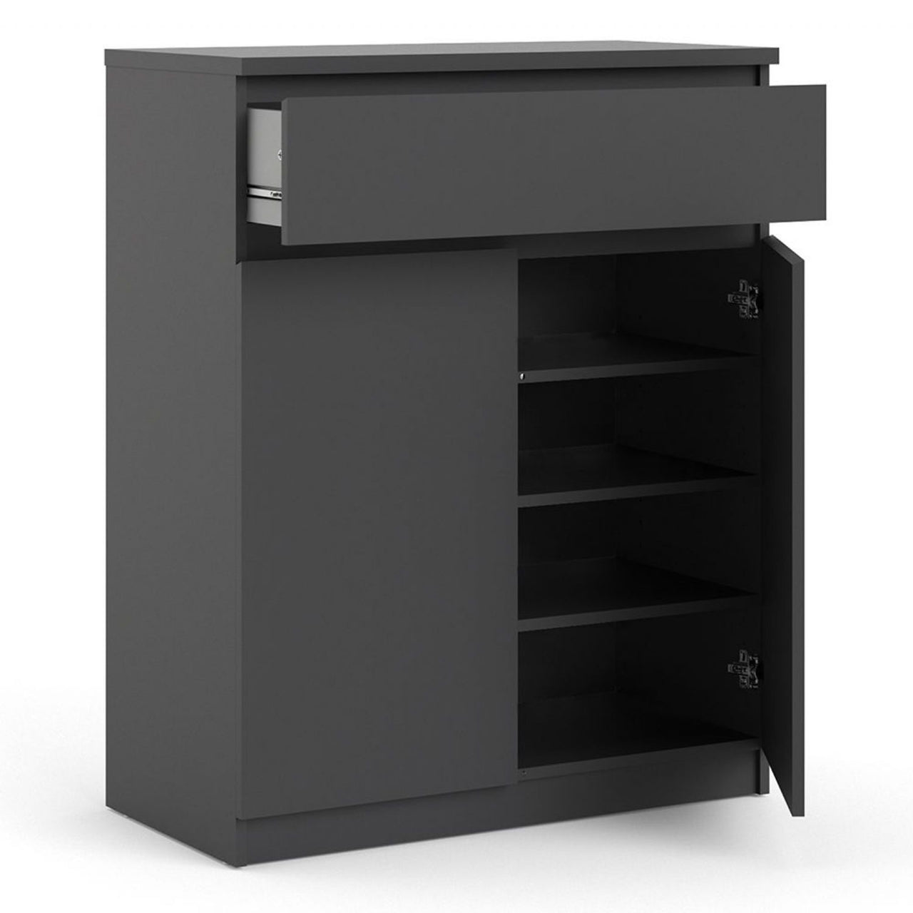 Matt Black Small Sideboard Cupboard Storage Unit 1 Drawer 2 Doors