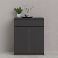 Thumbnail for Matt Black Small Sideboard Cupboard Storage Unit 1 Drawer 2 Doors