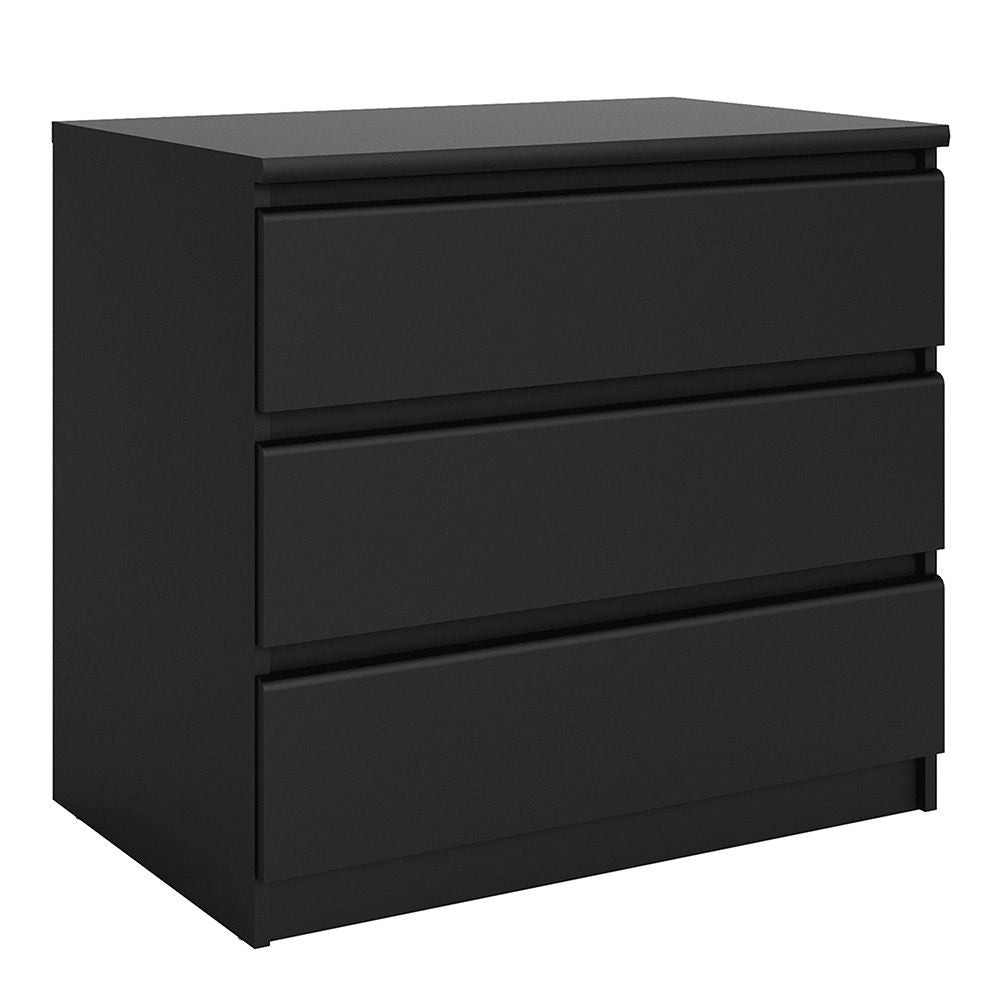 Black Matt Small Chest of 3 Drawers