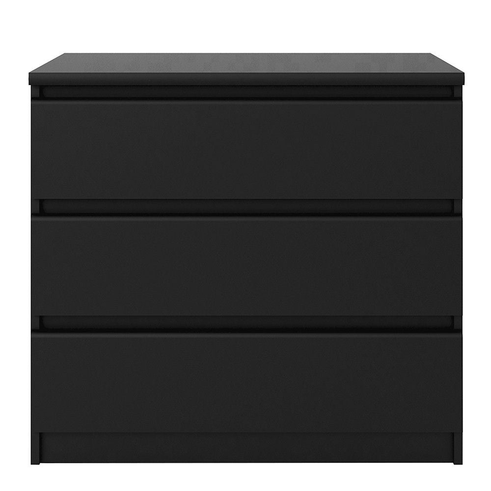 Black Matt Small Chest of 3 Drawers