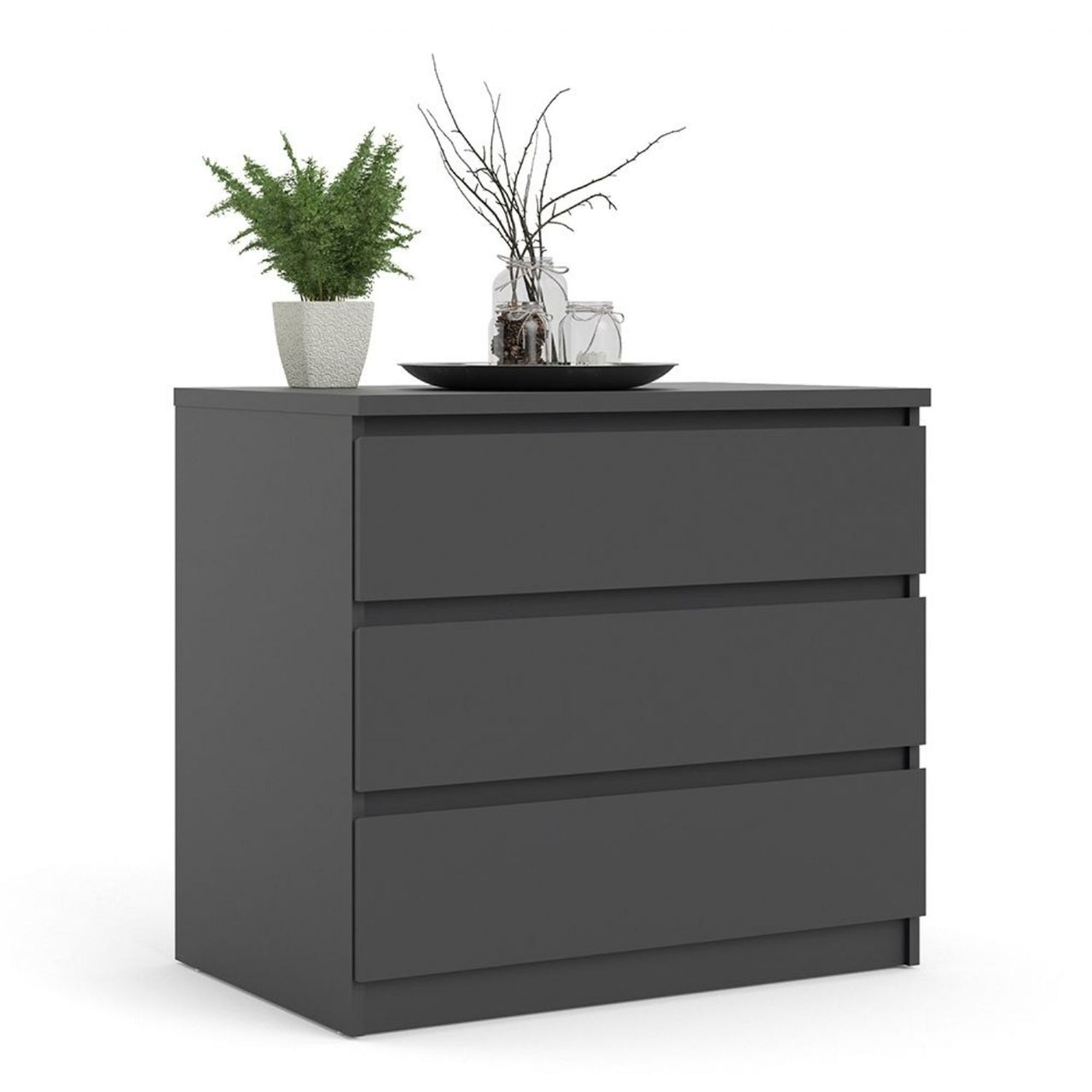 Black Matt Small Chest of 3 Drawers