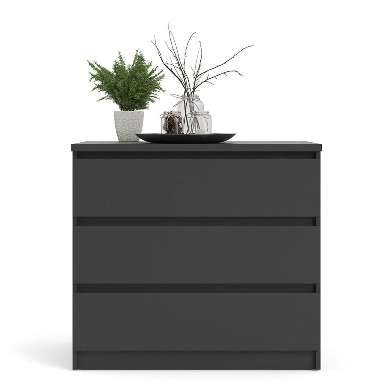 Black Matt Small Chest of 3 Drawers