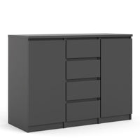 Thumbnail for Matt Black 4 Drawer 2 Door Sideboard 120cm Wide