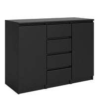 Thumbnail for Matt Black 4 Drawer 2 Door Sideboard 120cm Wide