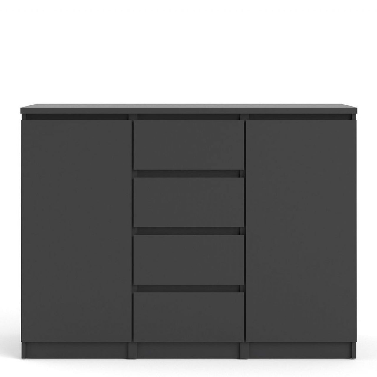 Matt Black 4 Drawer 2 Door Sideboard 120cm Wide