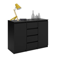 Thumbnail for Matt Black 4 Drawer 2 Door Sideboard 120cm Wide