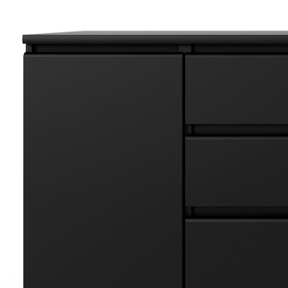 Matt Black 4 Drawer 2 Door Sideboard 120cm Wide