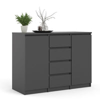 Thumbnail for Matt Black 4 Drawer 2 Door Sideboard 120cm Wide