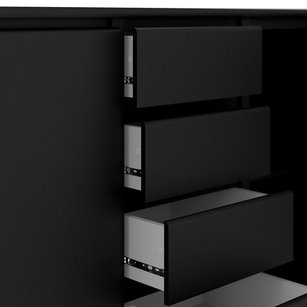 Matt Black 4 Drawer 2 Door Sideboard 120cm Wide