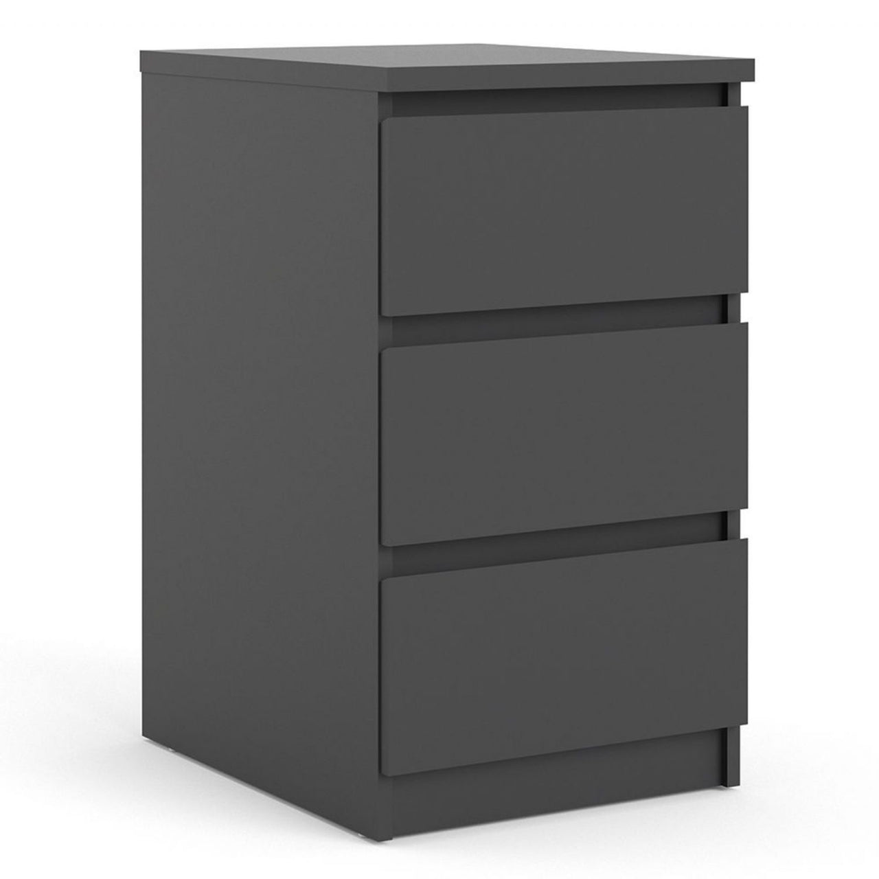 Black Matt Bedside Cabinet Chest Table 3 Drawers No Handles