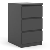 Thumbnail for Black Matt Bedside Cabinet Chest Table 3 Drawers No Handles