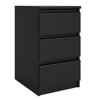 Thumbnail for Black Matt Bedside Cabinet Chest Table 3 Drawers No Handles