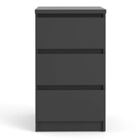 Thumbnail for Black Matt Bedside Cabinet Chest Table 3 Drawers No Handles