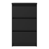 Thumbnail for Black Matt Bedside Cabinet Chest Table 3 Drawers No Handles