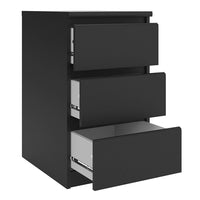 Thumbnail for Black Matt Bedside Cabinet Chest Table 3 Drawers No Handles