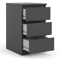 Thumbnail for Black Matt Bedside Cabinet Chest Table 3 Drawers No Handles