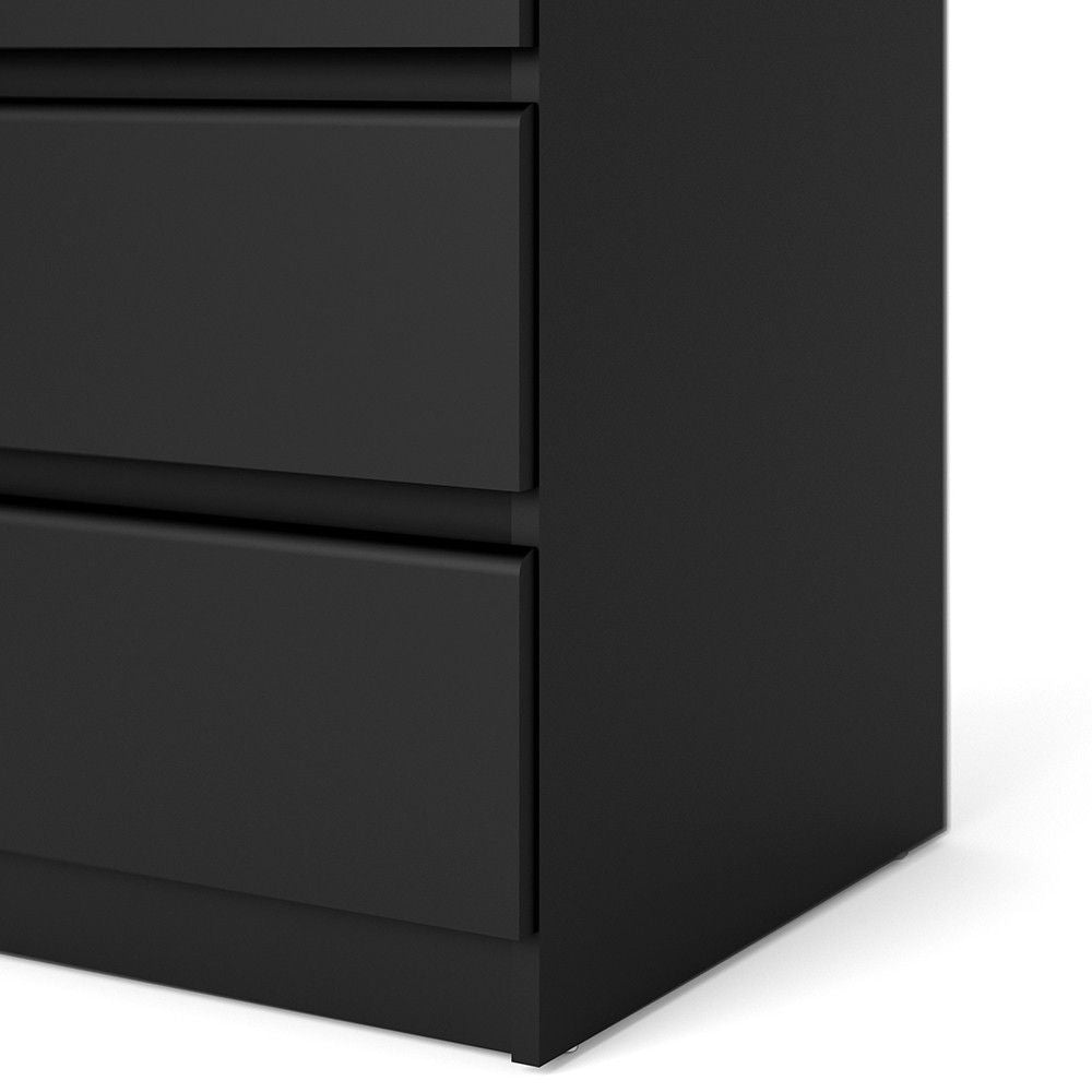 Black Matt Bedside Cabinet Chest Table 3 Drawers No Handles