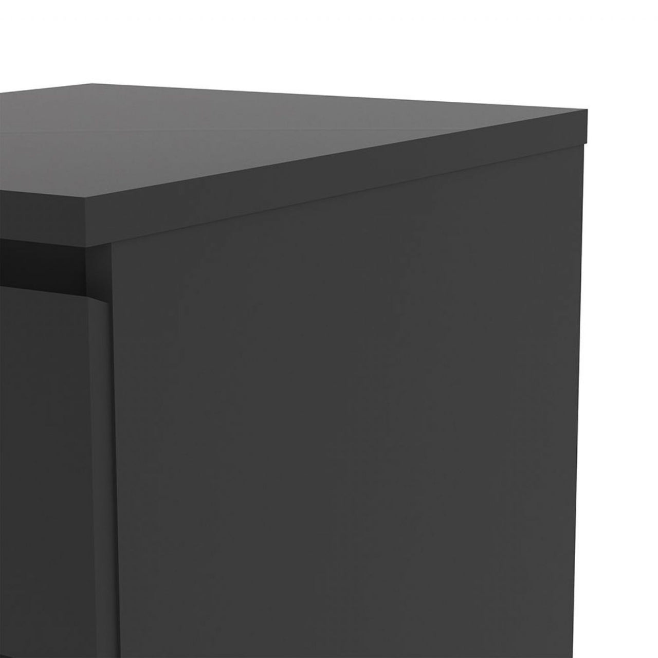 Black Matt Bedside Cabinet Chest Table 3 Drawers No Handles