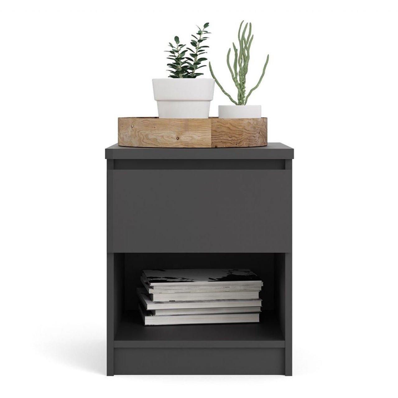 Naia Bedside 1 Drawer 1 Shelf in Black Matt