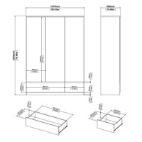 Thumbnail for White High Gloss 3 Door Triple Wardrobe