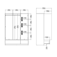 Thumbnail for White High Gloss 3 Door Triple Wardrobe