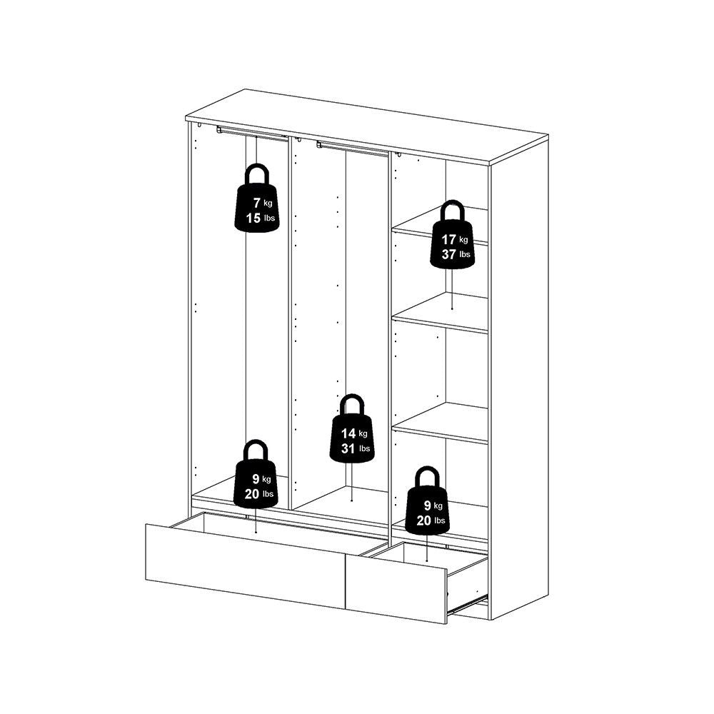 White High Gloss 3 Door Triple Wardrobe