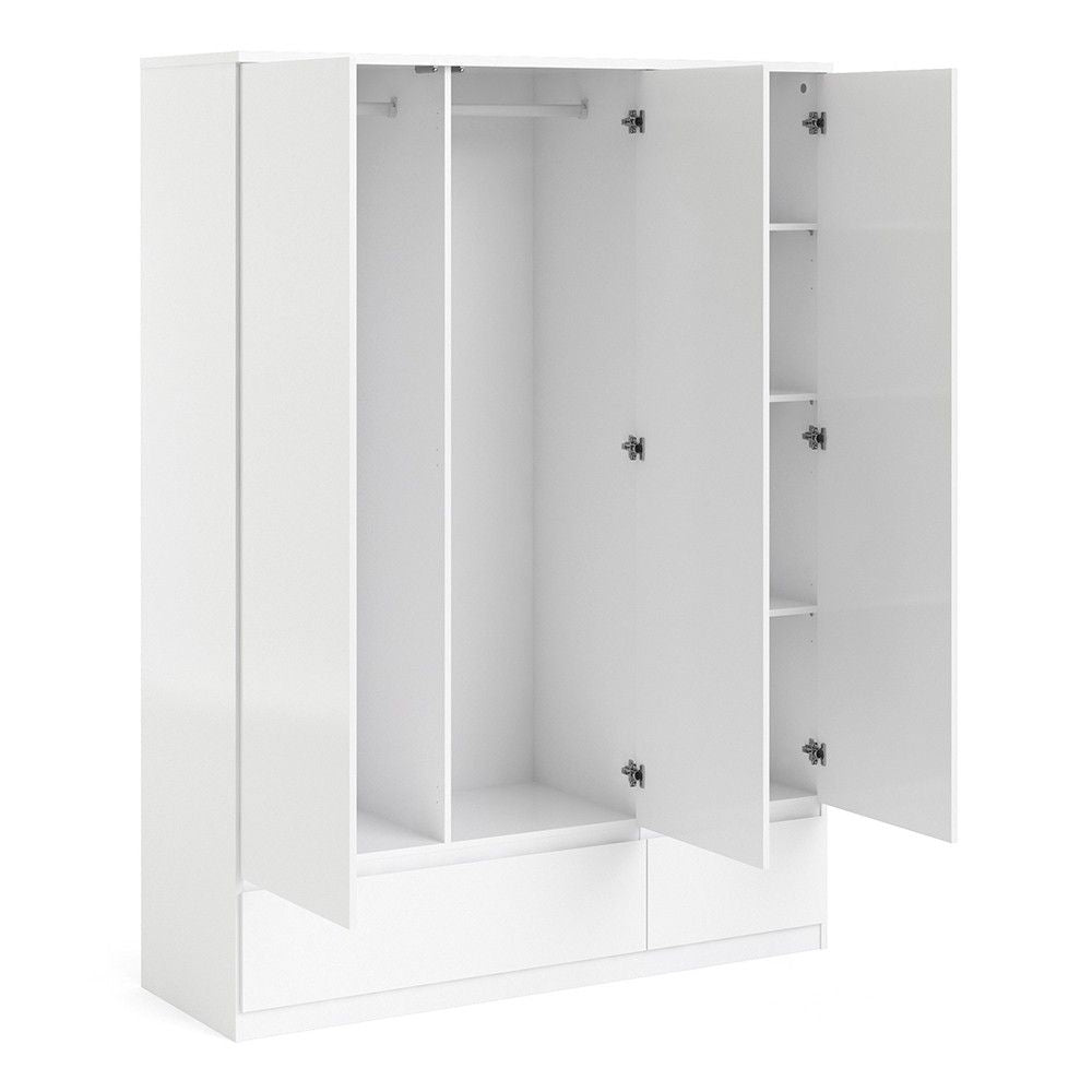 White High Gloss 3 Door Triple Wardrobe