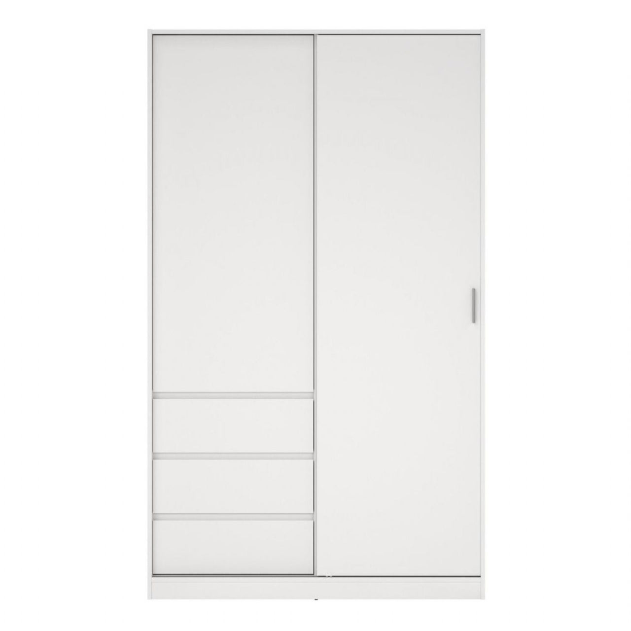 Naia Wardrobe with 1 Sliding Door and 1 Door + 3 Drawers in White