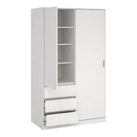 Thumbnail for Naia Wardrobe with 1 Sliding Door and 1 Door + 3 Drawers in White